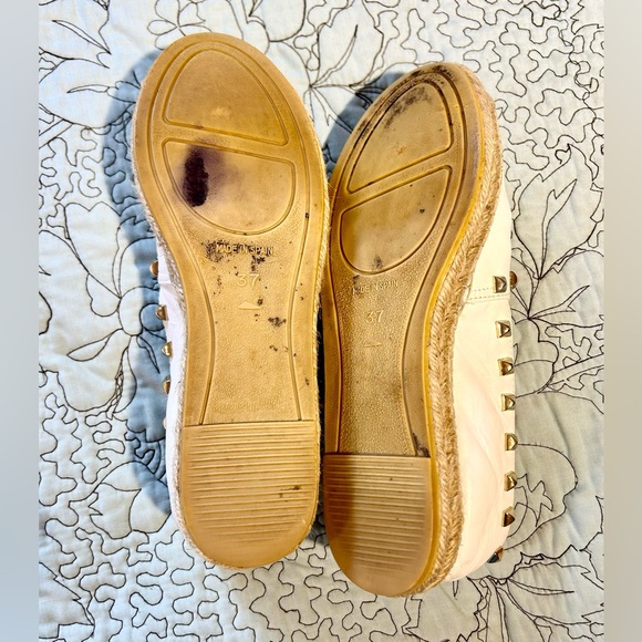 VIDORRETA Made in Spain White Stud Leather Espadrilles Flats Women’s 37/US 6.5 - Picture 10 of 14